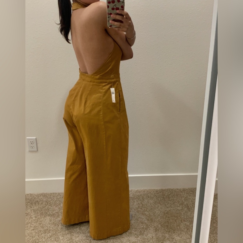 Anthropologie Denim backless jumpsuit